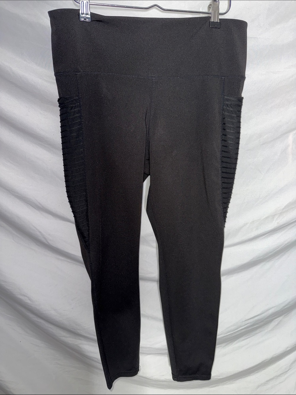 Black Rib-Panel pockets Leggings